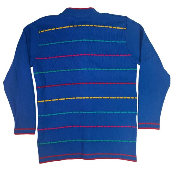 Vintage 80s Sweet Tree Rainbow Stripe Cardigan Sweater Women’s M USA Made - Picture 3 of 7